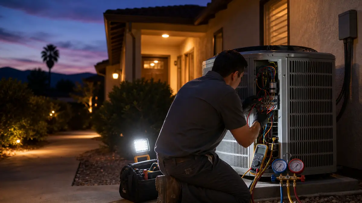 Emergency Mitsubishi AC repair responding to a no-cool call in Glendale, CA